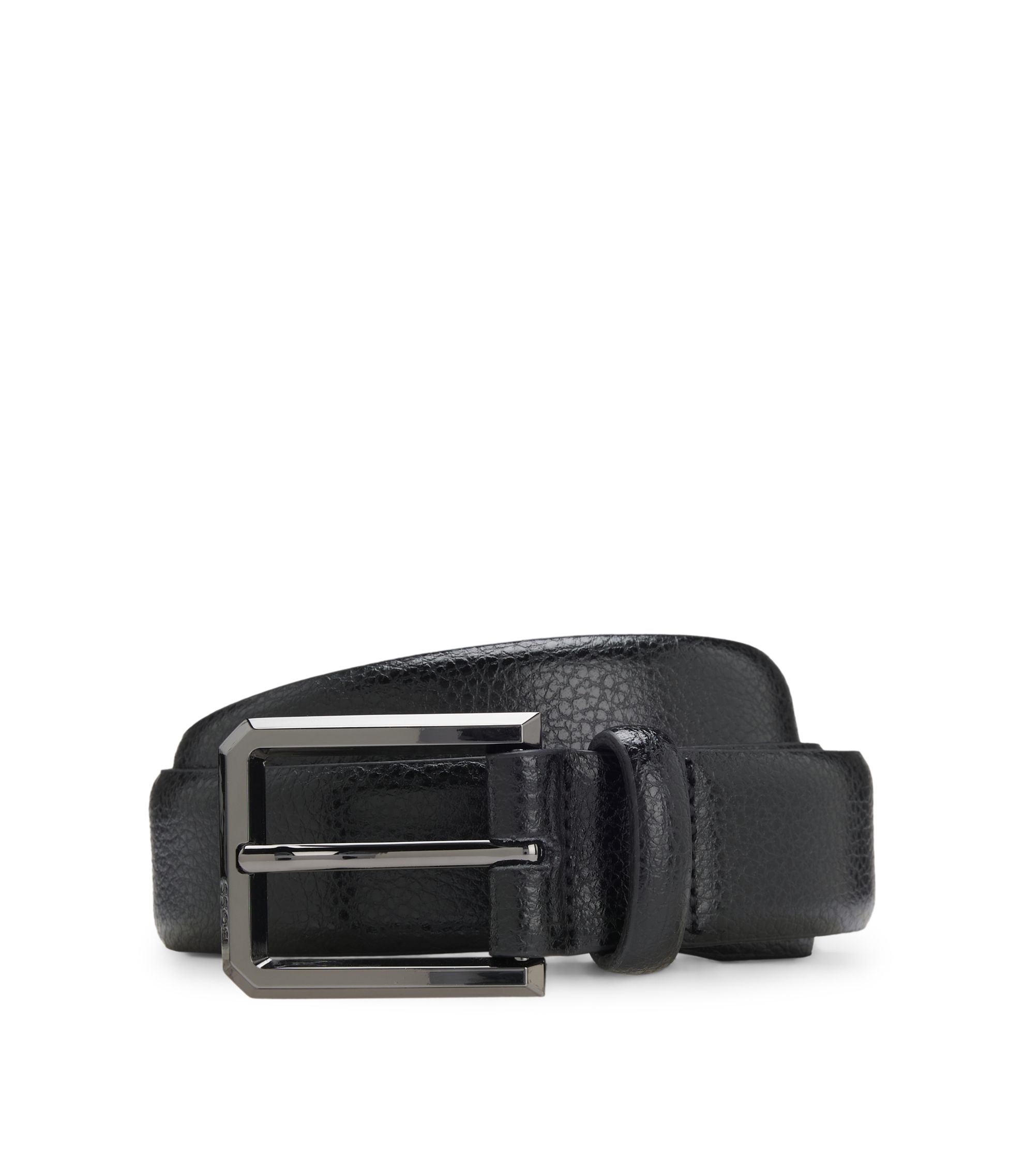 Hugo Boss Leather Cinch Belt Black Small BOSS - Italian-leather belt with rounded buckle - Black main image 3