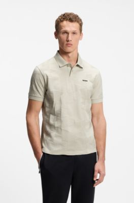 Polo regular fit de punto de algod&oacute;n con dise&ntilde;o de jacquard en 3D, Beige claro
