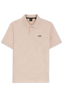 Polo regular fit de punto de algod&oacute;n con dise&ntilde;o de jacquard en 3D, Naranja claro