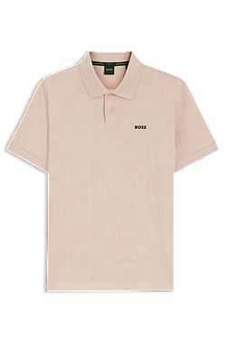Polo regular fit de punto de algodón con diseño de jacquard en 3D