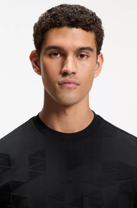Cotton T-shirt with 3D-jacquard pattern