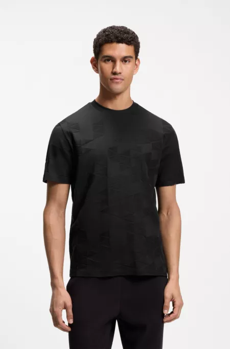 Cotton T-shirt with 3D-jacquard pattern