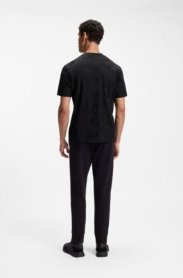 Camiseta de algod&oacute;n con motivo en jacquard en 3D, Negro
