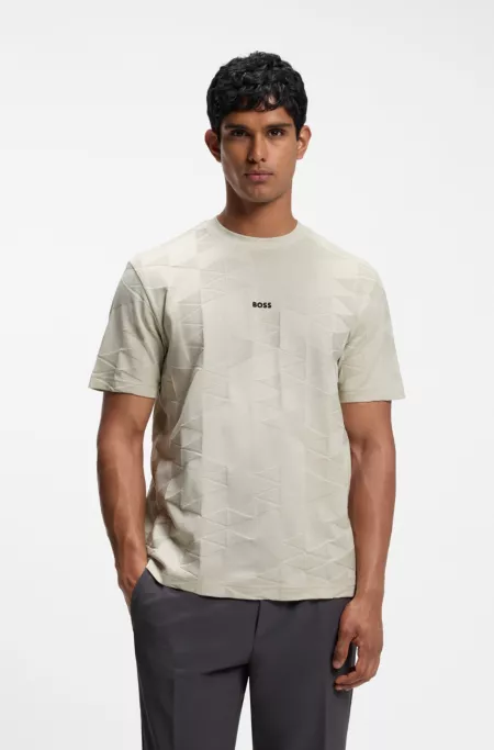 Cotton T-shirt with 3D-jacquard pattern