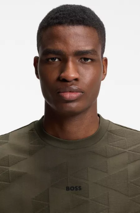 Cotton T-shirt with 3D-jacquard pattern