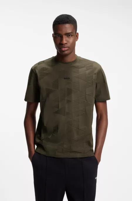 Cotton T-shirt with 3D-jacquard pattern