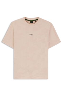 Cotton T-shirt with 3D-jacquard pattern, Light Orange