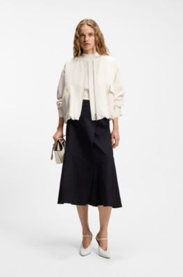 Mules de piel brillante con tac&oacute;n de cu&ntilde;a y tira, Blanco