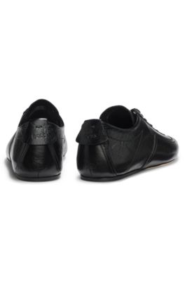 Leather loafers with debossed-logo detail , Black