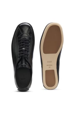 Leather loafers with debossed-logo detail , Black