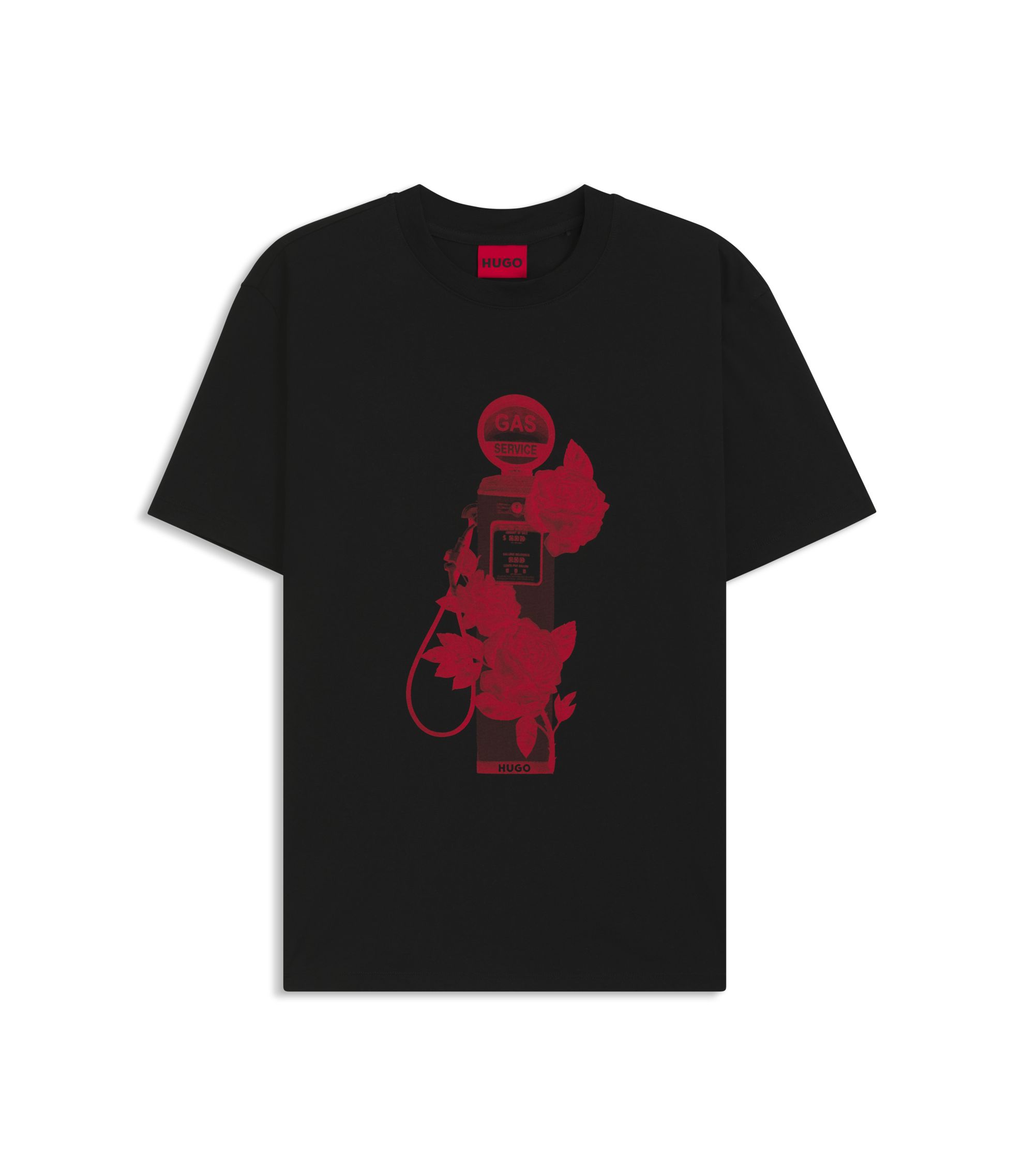 トップス rose HUGO - Rose-artwork T-shirt in cotton jersey - Black