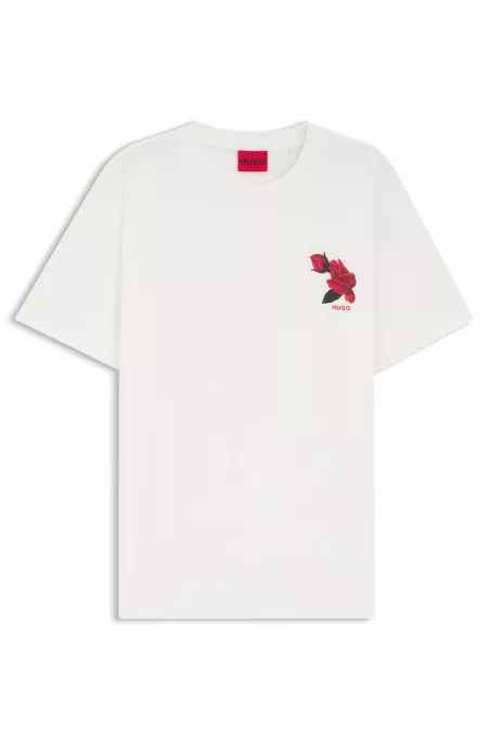 Rose-artwork T-shirt in cotton jersey