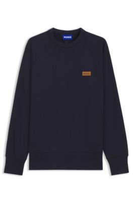 Sudadera de felpa de algod&oacute;n con insignia de logo, Azul oscuro