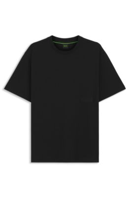Camiseta relaxed fit en punto de algod&oacute;n, Negro
