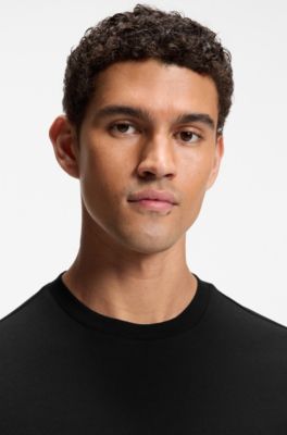 Camiseta relaxed fit en punto de algod&oacute;n, Negro