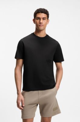 Camiseta relaxed fit en punto de algod&oacute;n, Negro