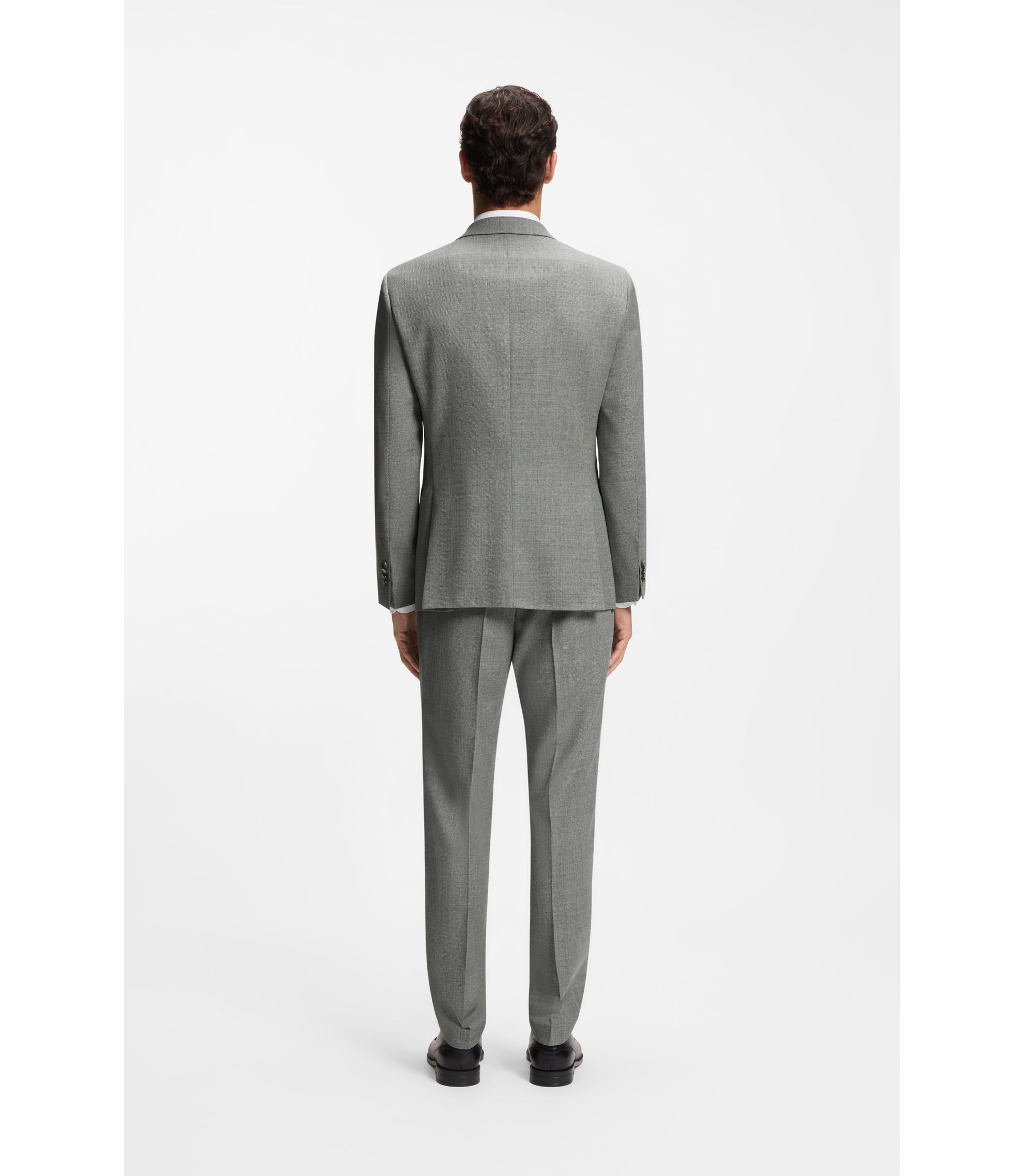 BOSS - Patterned slim-fit jacket in stretch wool - Silver