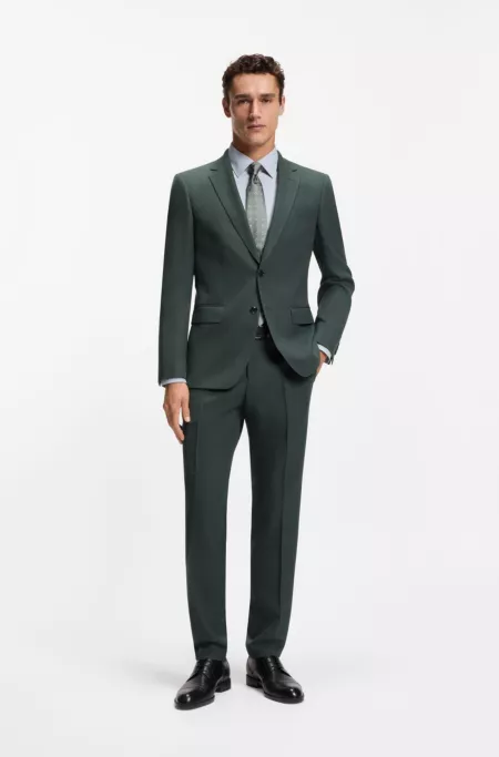 Patterned slim-fit jacket in stretch wool