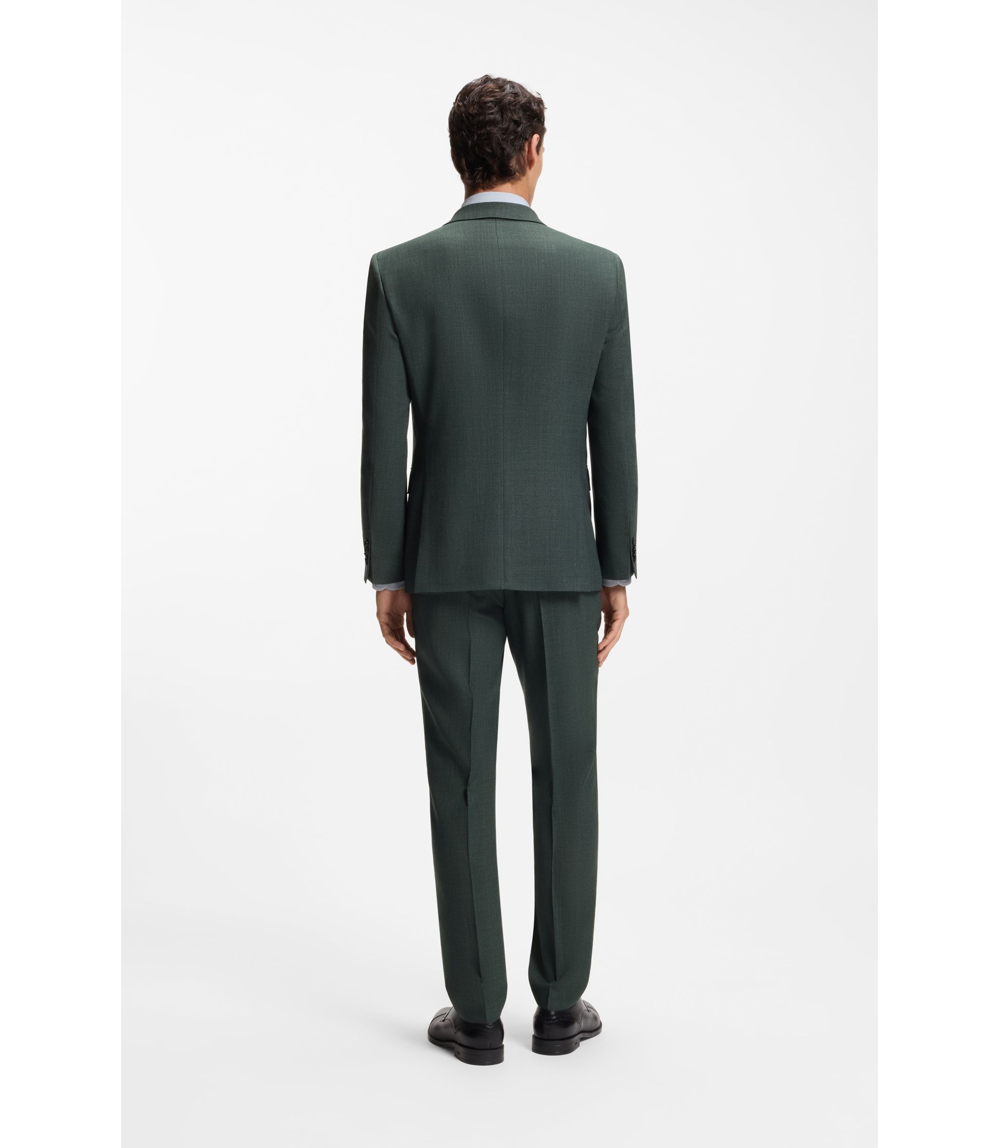 BOSS - Patterned slim-fit jacket in stretch wool - Light Green