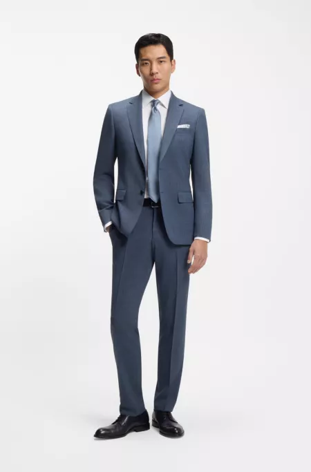 Patterned slim-fit jacket in stretch wool