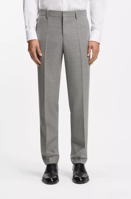 Patterned slim-fit trousers in stretch wool
