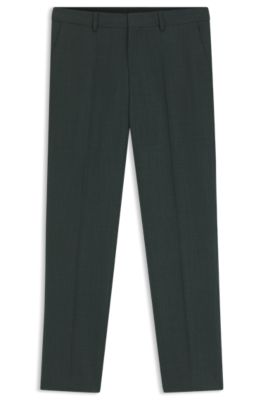 Pantalon Slim en laine stretch &agrave; micro motif, Chaux