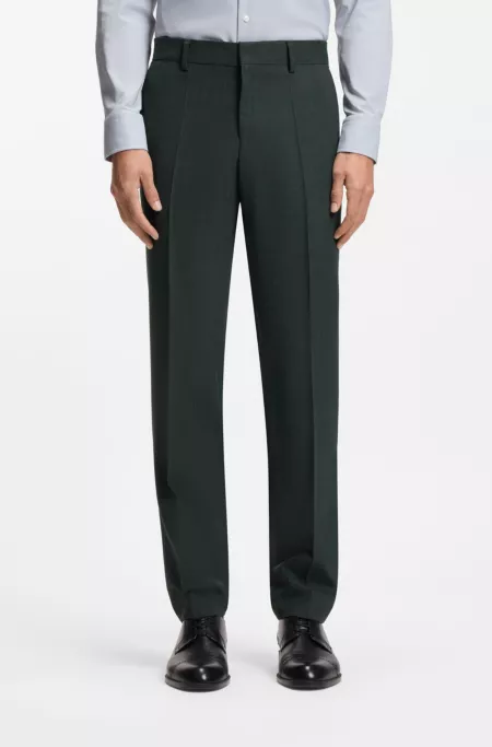 Patterned slim-fit trousers in stretch wool