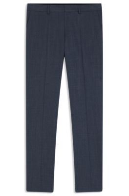 Pantalones slim fit de lana el&aacute;stica con microestampado, Celeste