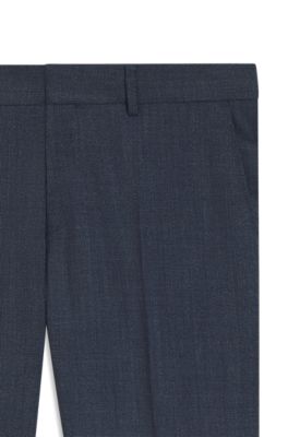 Pantalones slim fit de lana el&aacute;stica con microestampado, Celeste