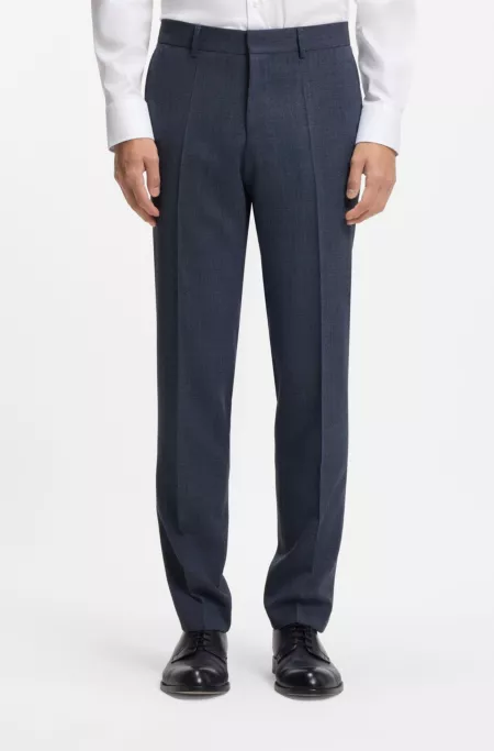 Patterned slim-fit trousers in stretch wool