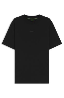Camiseta relaxed fit de algod&oacute;n el&aacute;stico, Negro