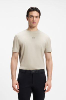 Camiseta relaxed fit de algod&oacute;n el&aacute;stico, Beige claro