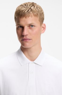 Regular-fit polo with embroidered logo, White