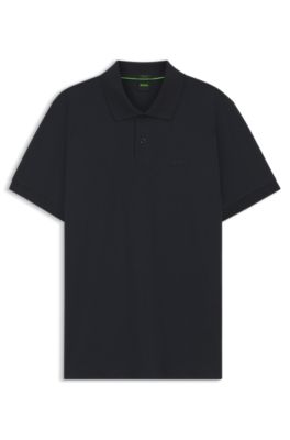 Polo regular fit con logo bordado, Azul oscuro