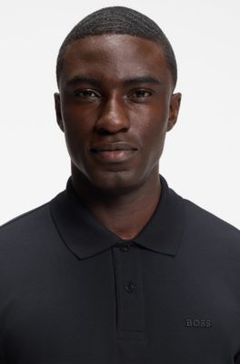 Regular-fit polo with embroidered logo, Dark Blue