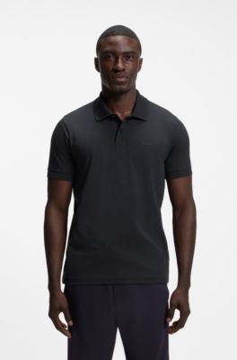 Polo regular fit con logo bordado, Azul oscuro