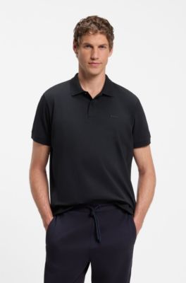 Polo regular fit con logo bordado, Azul oscuro