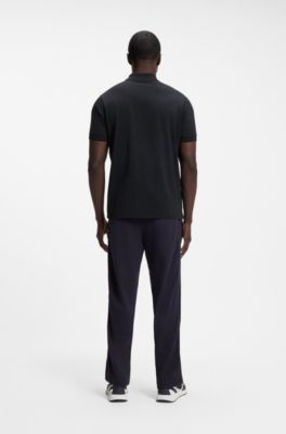 Polo regular fit con logo bordado, Azul oscuro