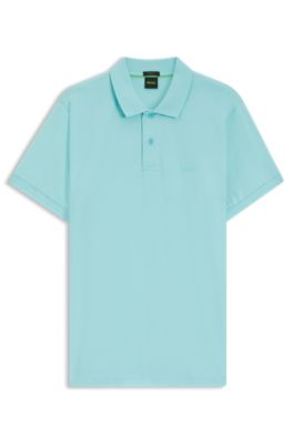 Polo regular fit con logo bordado, Celeste