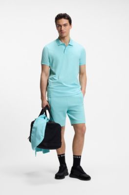 Polo regular fit con logo bordado, Celeste
