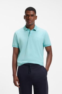 Polo regular fit con logo bordado, Celeste