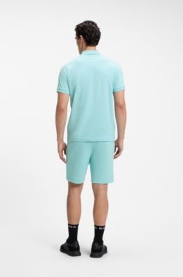 Polo regular fit con logo bordado, Celeste