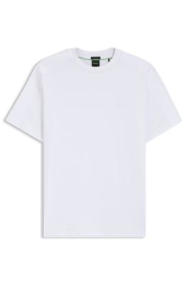 Camiseta de algod&oacute;n el&aacute;stico con cinta de jacquard, Blanco
