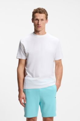 Camiseta de algod&oacute;n el&aacute;stico con cinta de jacquard, Blanco