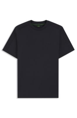 Stretch-cotton T-shirt with jacquard tape, Dark Blue