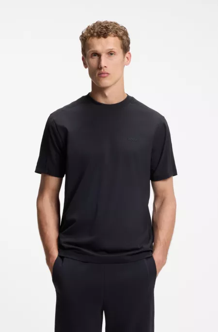 Stretch-cotton T-shirt with jacquard tape