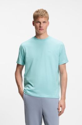 Stretch-cotton T-shirt with jacquard tape, Light Blue