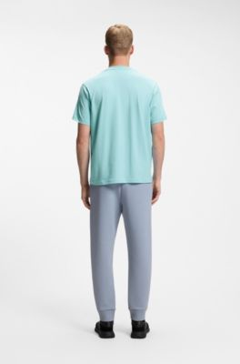 Stretch-cotton T-shirt with jacquard tape, Light Blue