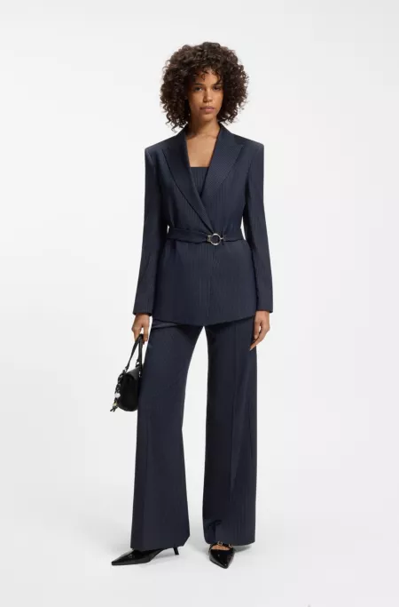 Regular-fit blazer with buckled belt