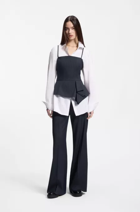 Pinstripe top with peplum hem